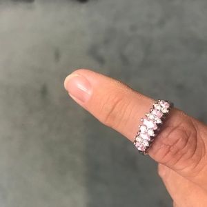 Silver diamond and pink ice ring